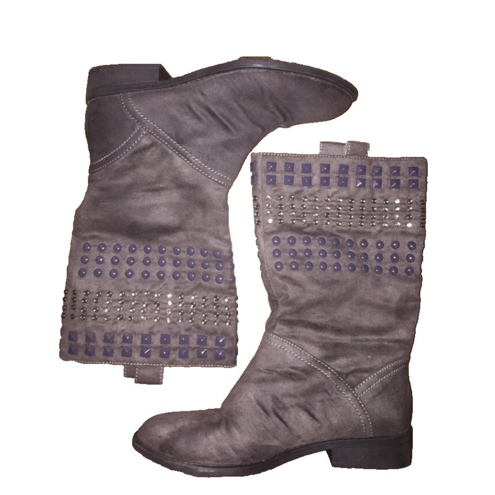 Purple Boots Booties Studded Size 6 Rock Punk Metal Trendy Y2K Kathy Van Zeeland